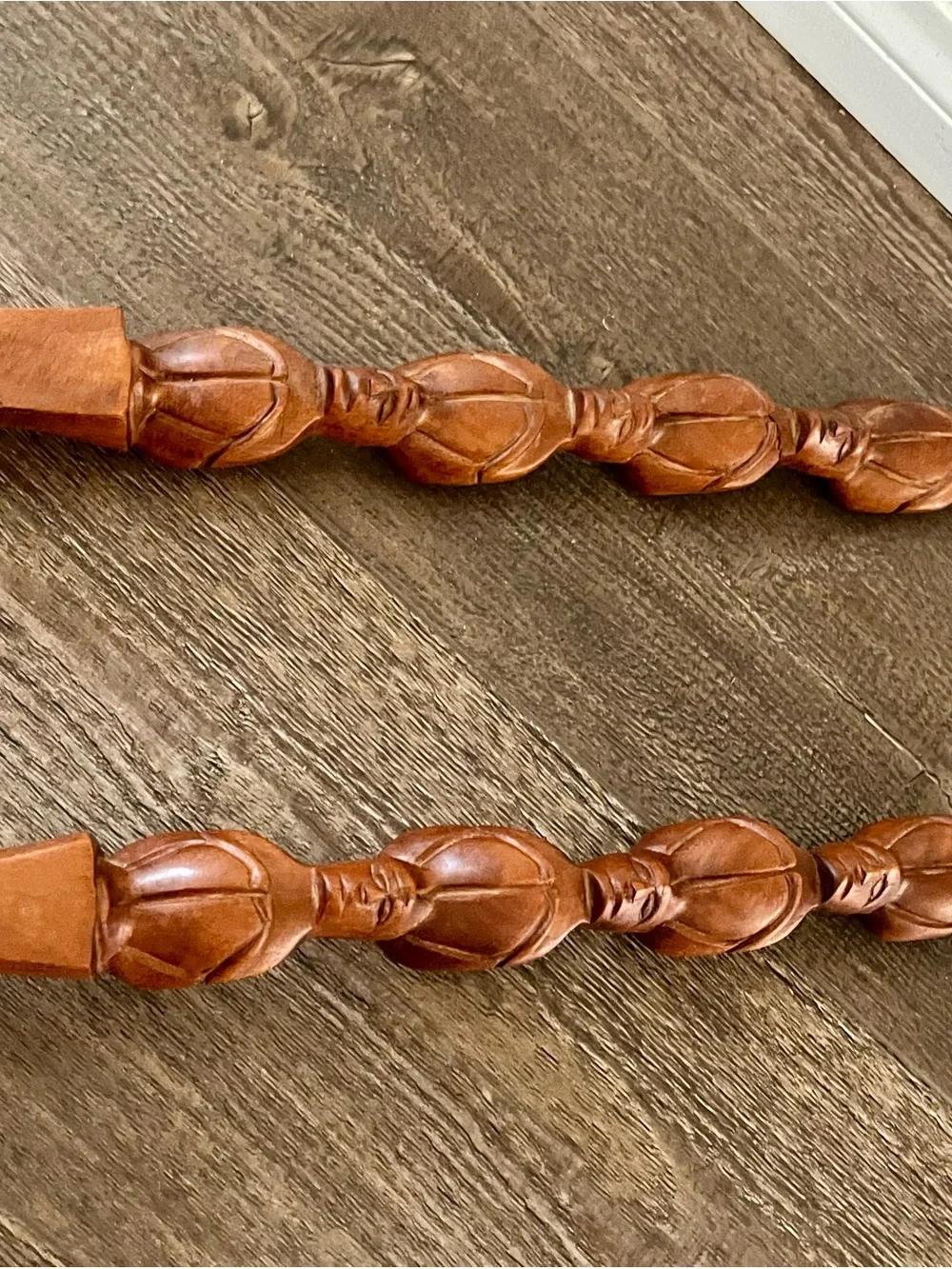 vintage hand carved wooden  Spoon And Fork Handles With Stacked Human Figures 31